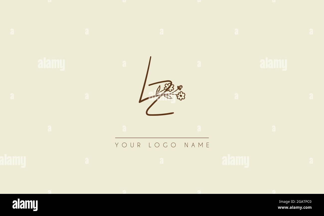 Lettera iniziale LZ o ZL Firma matrimonio botanico icona floreale logo disegno vettoriale illustrazione Illustrazione Vettoriale