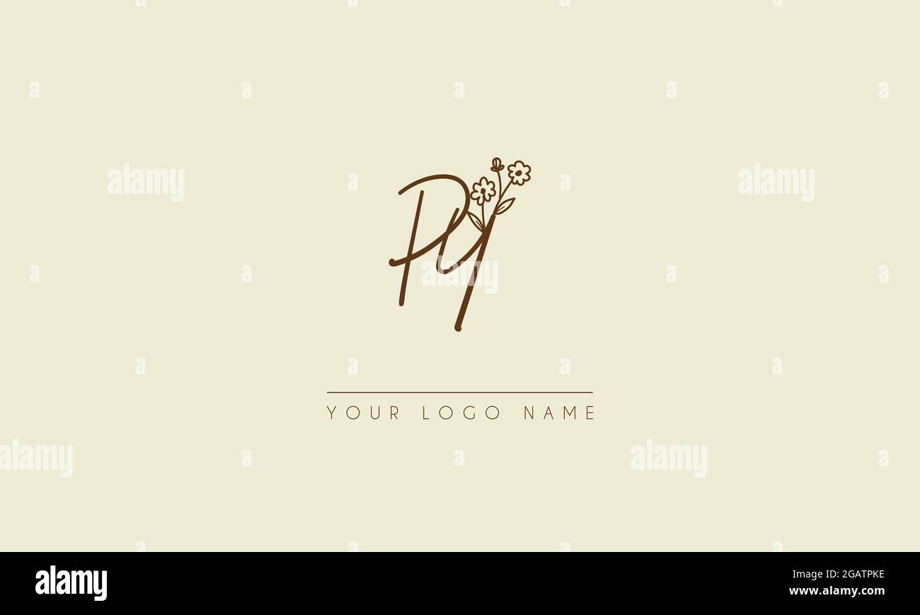 Lettera iniziale PY o YP Firma matrimonio manoscritto botanico icona floreale logo disegno vettoriale illustrazione Illustrazione Vettoriale