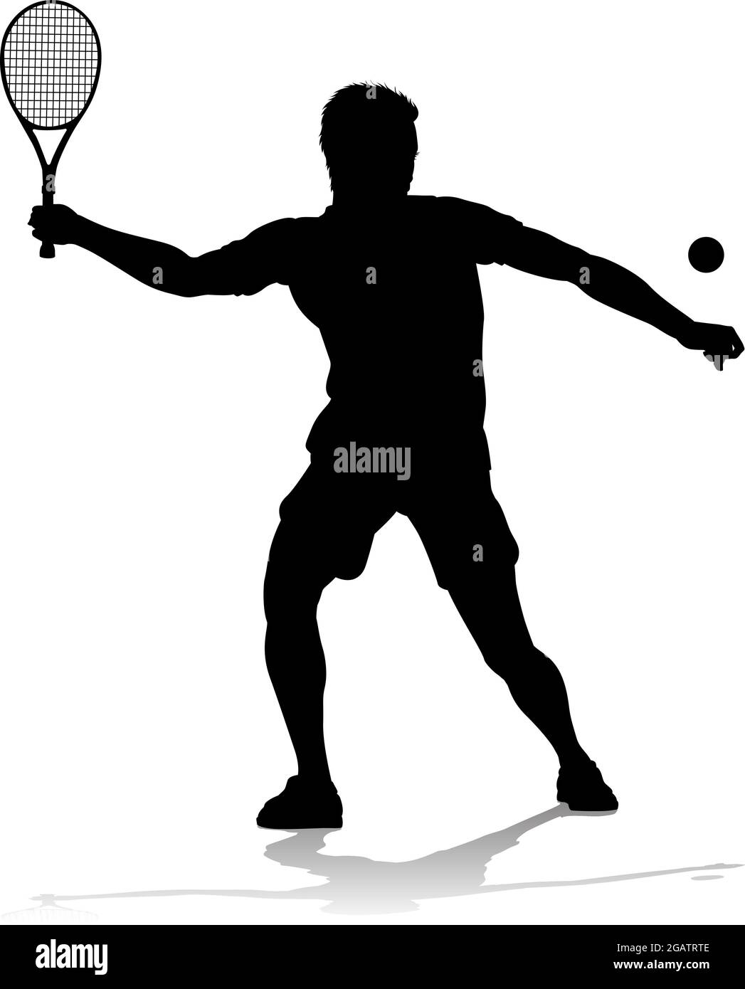 Tennis Silhouette Sport Player uomo Illustrazione Vettoriale