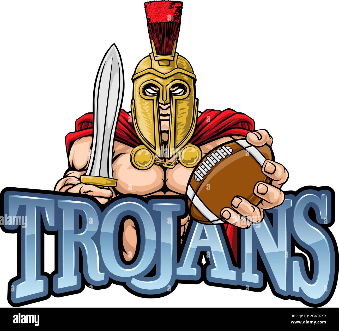 Trojan Spartan American Football Sports Mascot Illustrazione Vettoriale