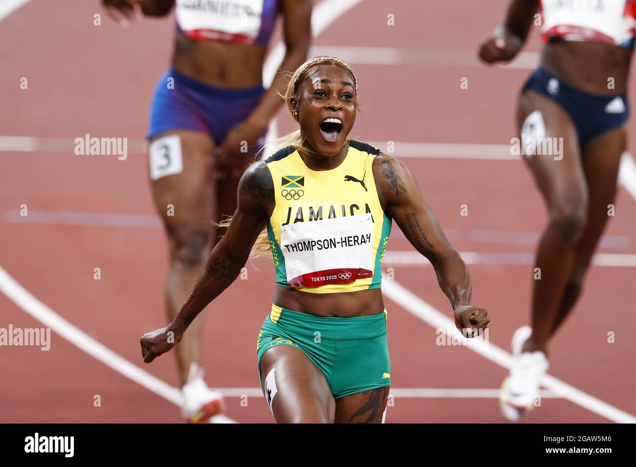 Elaine THOMPSON (JAM) medaglia d'oro durante i Giochi Olimpici Tokyo 2020, Atletica Femminile 100m finale il 31 luglio 2021 allo Stadio Olimpico di Tokyo, Giappone - Foto Kishimoto / DPPI Foto Stock