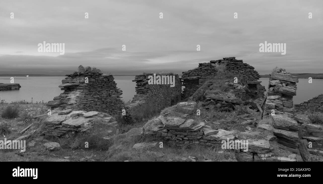 croft abbandonato sull'isola di Flotta, Orkney Foto Stock