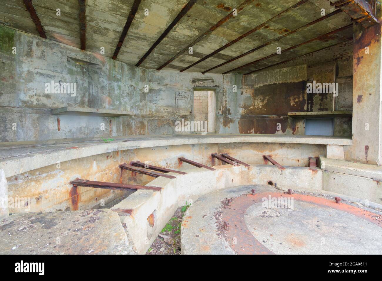 Emplacemnet pistola della seconda guerra mondiale, Isola di Flotta, Orkney Foto Stock
