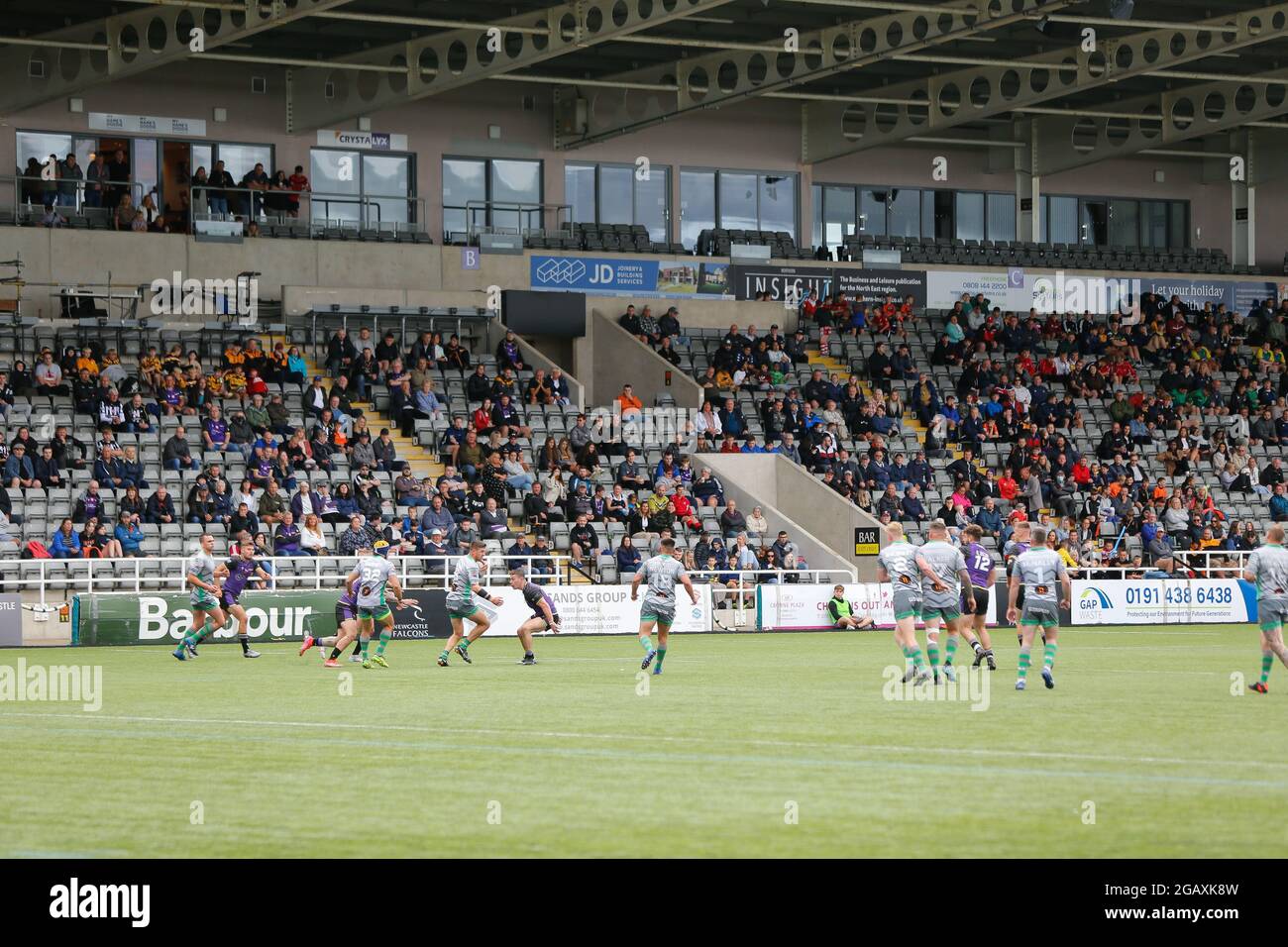 NEWCASTLE UPON TYNE, Regno Unito 1 AGOSTO azione a Kingston Park durante la partita TRA Newcastle Thunder e Whitehaven RLFC a Kingston Park, Newcastle domenica 1 agosto 2021. (Credit: Chris Lishman | MI News) Foto Stock
