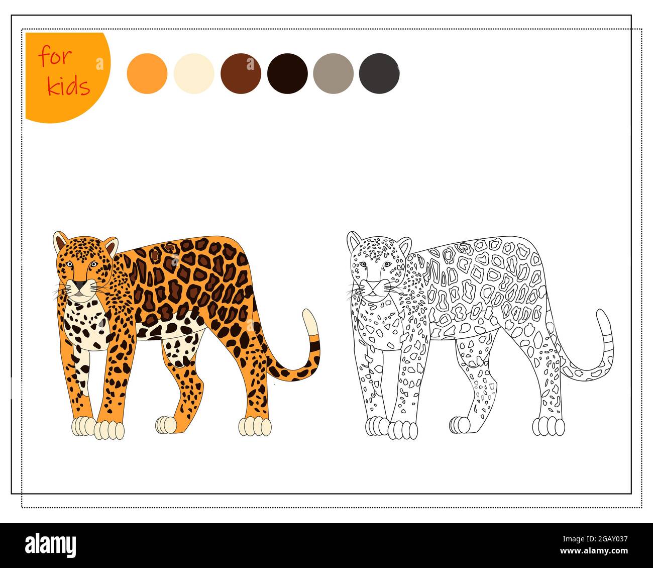 libro da colorare per bambini, colorare il vettore jaguar. isolato su sfondo bianco Illustrazione Vettoriale