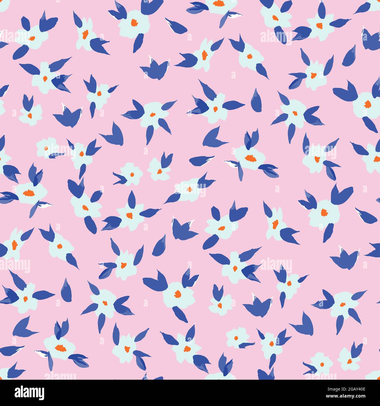 Motivo floreale vettoriale in stile pittura. Motivo senza cuciture per tessuto, chintz, design. Illustrazione Vettoriale