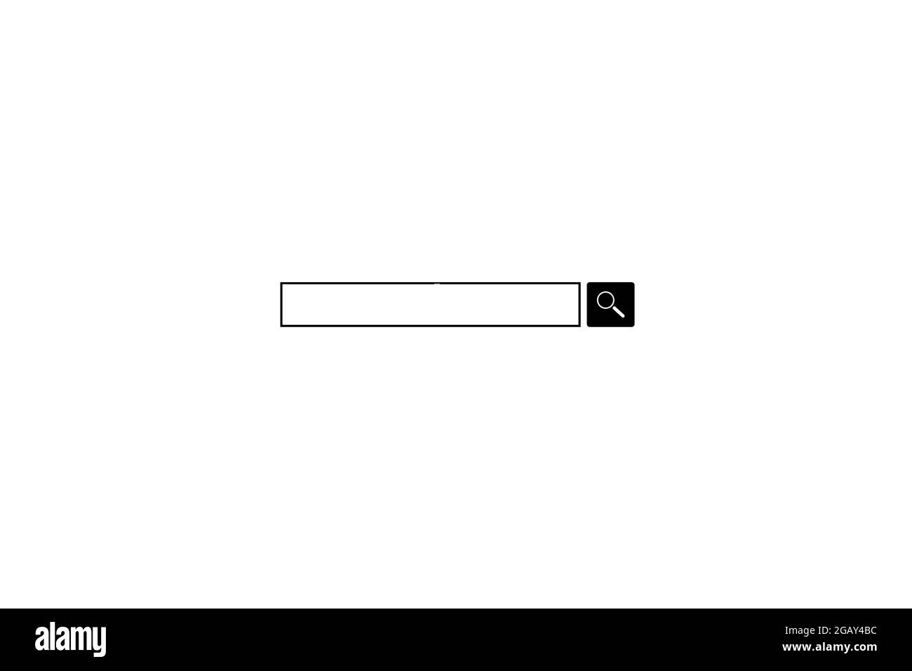 Modulo di ricerca, pulsante con lente d'ingrandimento, motore di ricerca minimalista, ricerca su Internet in bianco e nero Foto Stock
