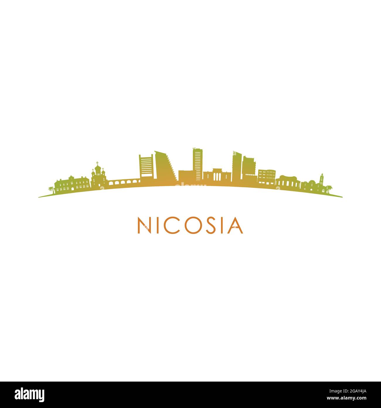 Profilo dello skyline di Nicosia. Disegno vettoriale illustrazione colorata. Illustrazione Vettoriale