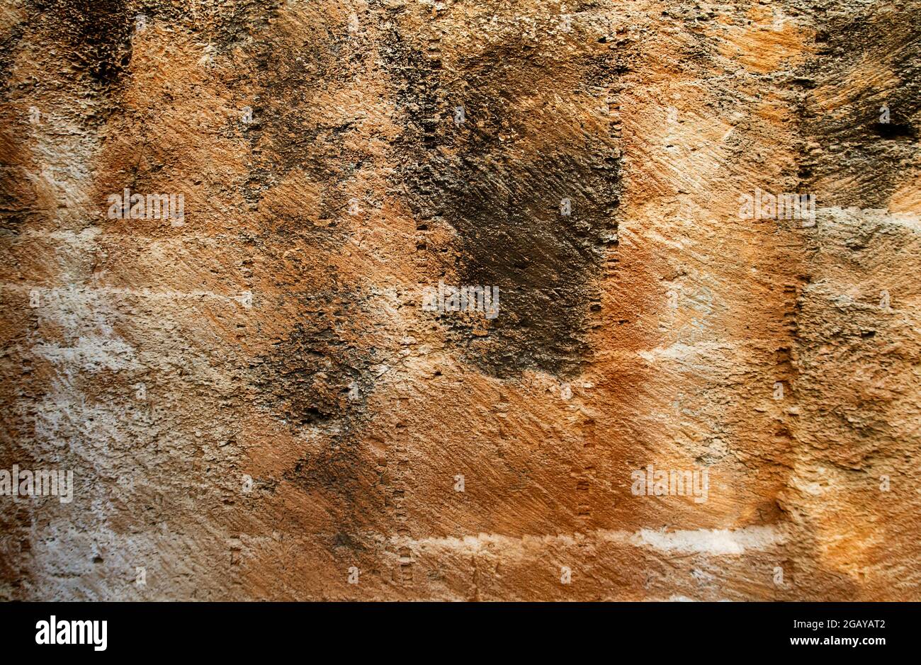 Dettaglio della struttura delle pareti in cava di arenaria ruvida e porosa Foto Stock
