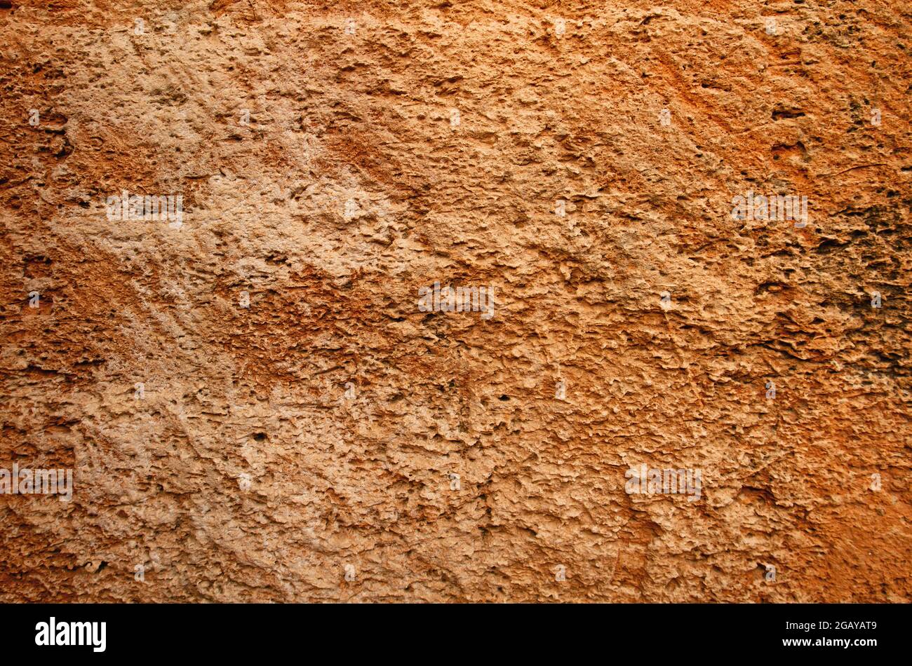 Dettaglio della struttura delle pareti in arenaria ruvida e porosa Foto Stock