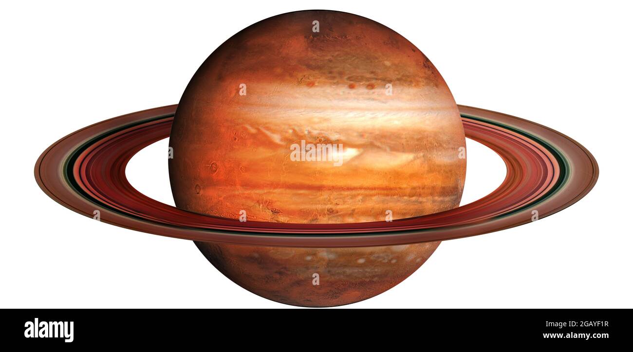 Pianeta Saturno isolato su sfondo bianco. Gli elementi di questa immagine sono forniti dalla NASA. Foto Stock