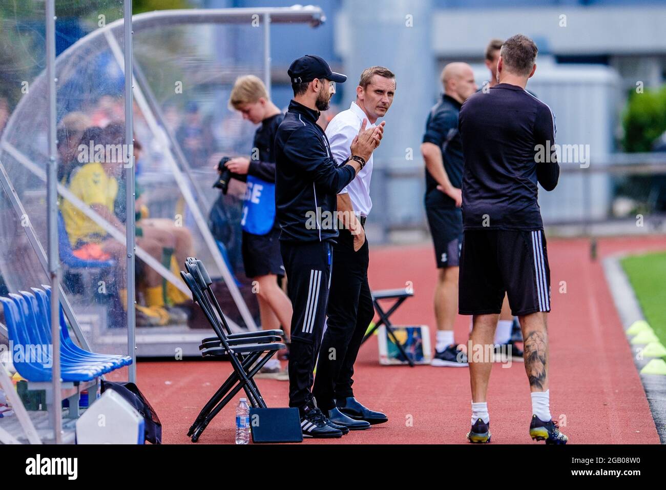 Copenaghen, Danimarca. 31 luglio 2021. Il capo allenatore Peter Lovenkrands di Fremad Amager visto durante la partita di Nordicbet Liga tra Fremad Amager e AC Horsens a Sundby Idraetspark a Copenhagen. (Foto: Gonzales Photo - Robert Hendel). Foto Stock