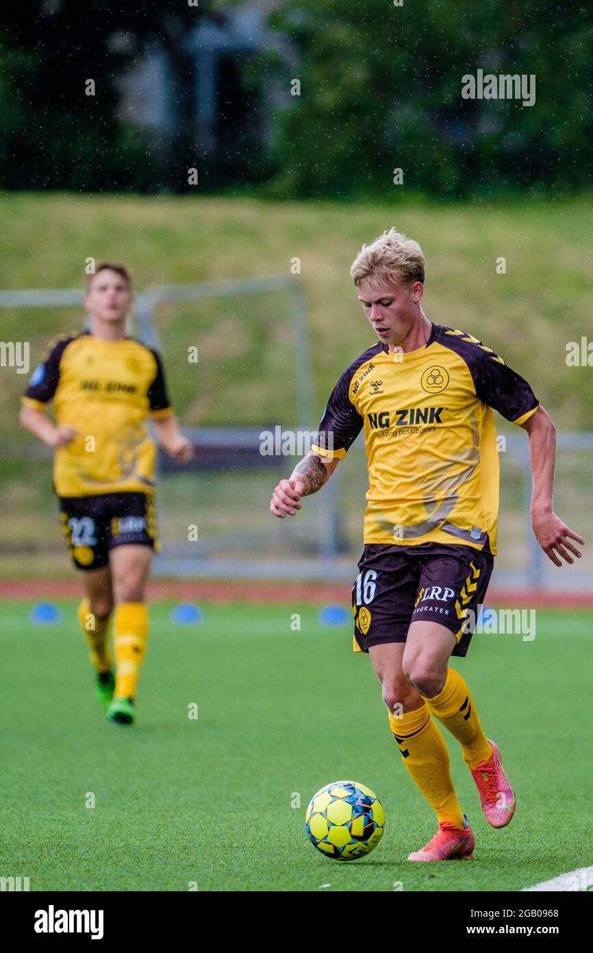 Copenaghen, Danimarca. 31 luglio 2021. August Edvald Hlynsson (16) di AC Horsens visto durante la partita di Nordicbet Liga tra Fremad Amager e AC Horsens a Sundby Idraetspark a Copenhagen. (Foto: Gonzales Photo - Robert Hendel). Foto Stock