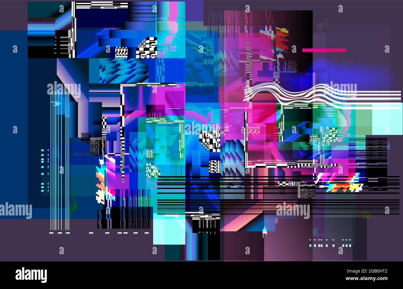 Caricamento dello schermo, ritardo della larghezza di banda Internet. Immagine vettoriale di texture distorta. Illustrazione Vettoriale
