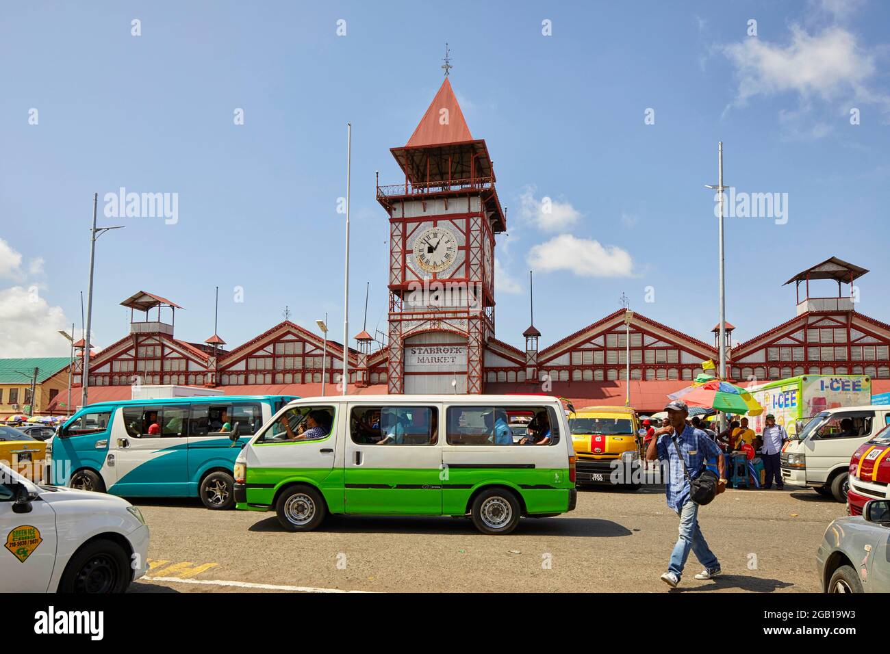 Stabroek Market torre dell'orologio in Georgetown Guyana Sud America Foto Stock