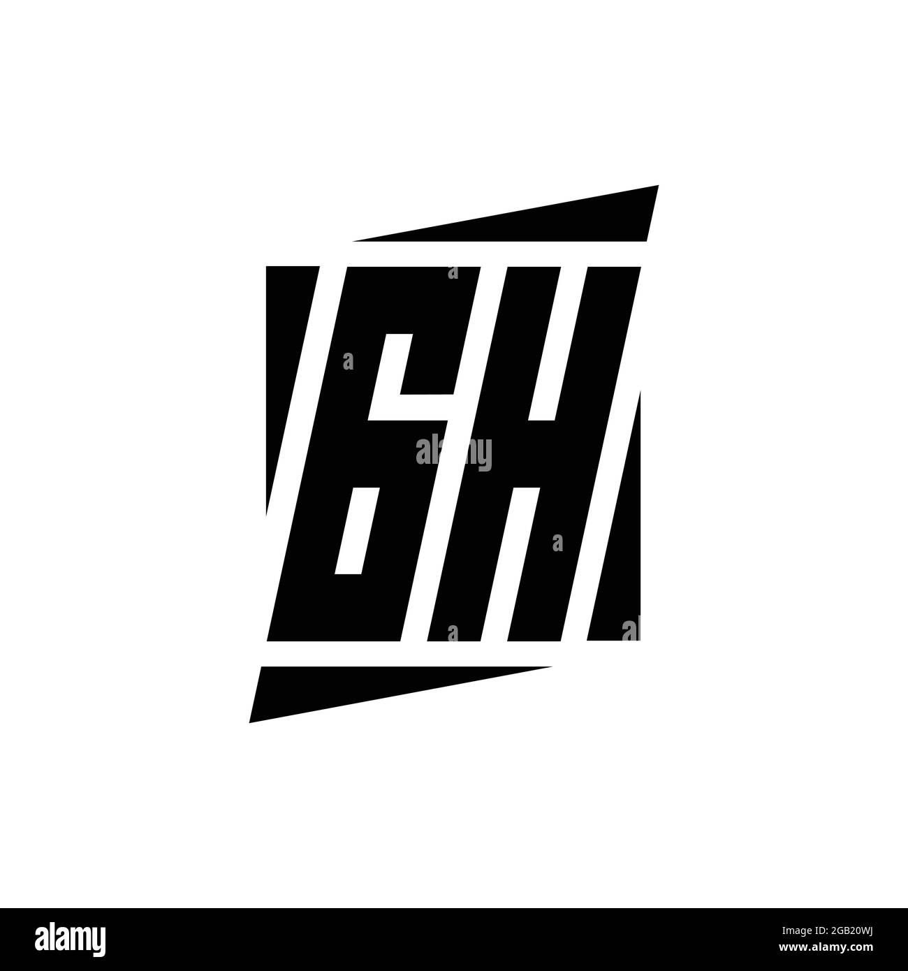 Monogramma con logo GH con modello di concept design dallo stile moderno isolato su sfondo bianco Illustrazione Vettoriale