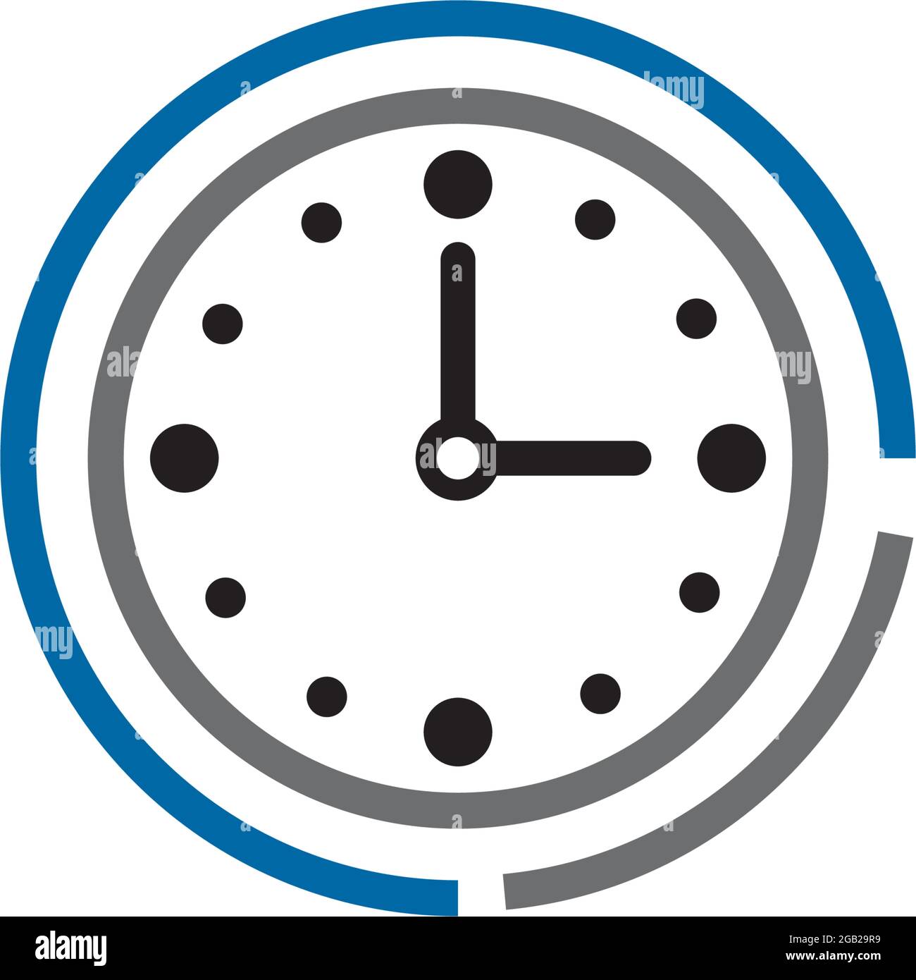 Modello vettoriale per la progettazione del logo dell'icona dell'orologio Illustrazione Vettoriale