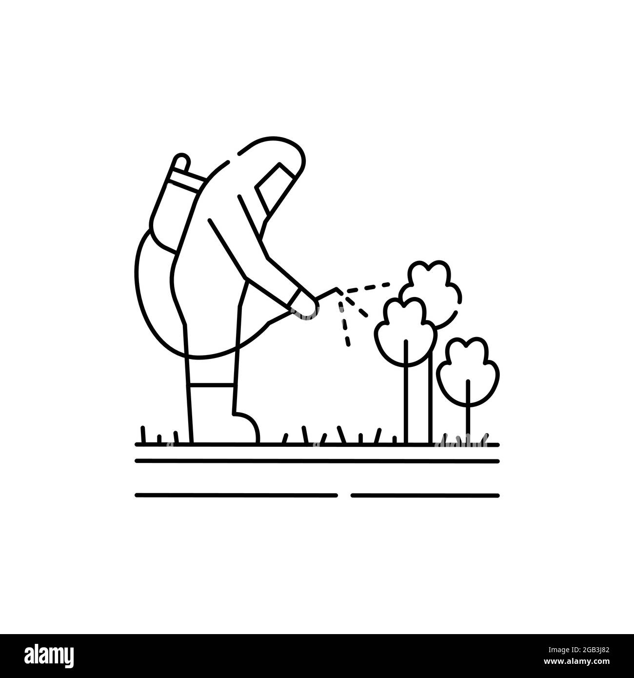 Eliminazione dell'icona della linea di colore degli insetti. Servizio in giardino. Illustrazione Vettoriale