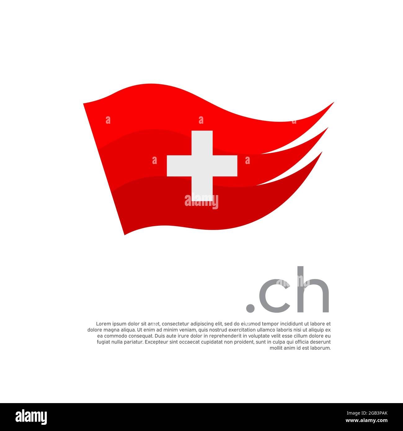 Bandiera Svizzera. Strisce colorate bandiera svizzera su sfondo bianco.  Disegno vettoriale del poster nazionale con dominio ch, posto per il testo.  Pennellate Immagine e Vettoriale - Alamy