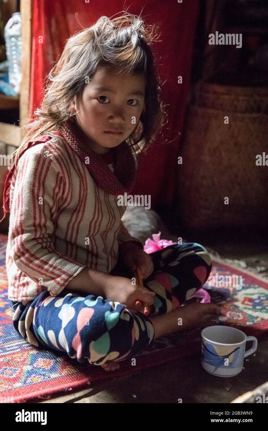 Nomadi del Bhutan Foto Stock