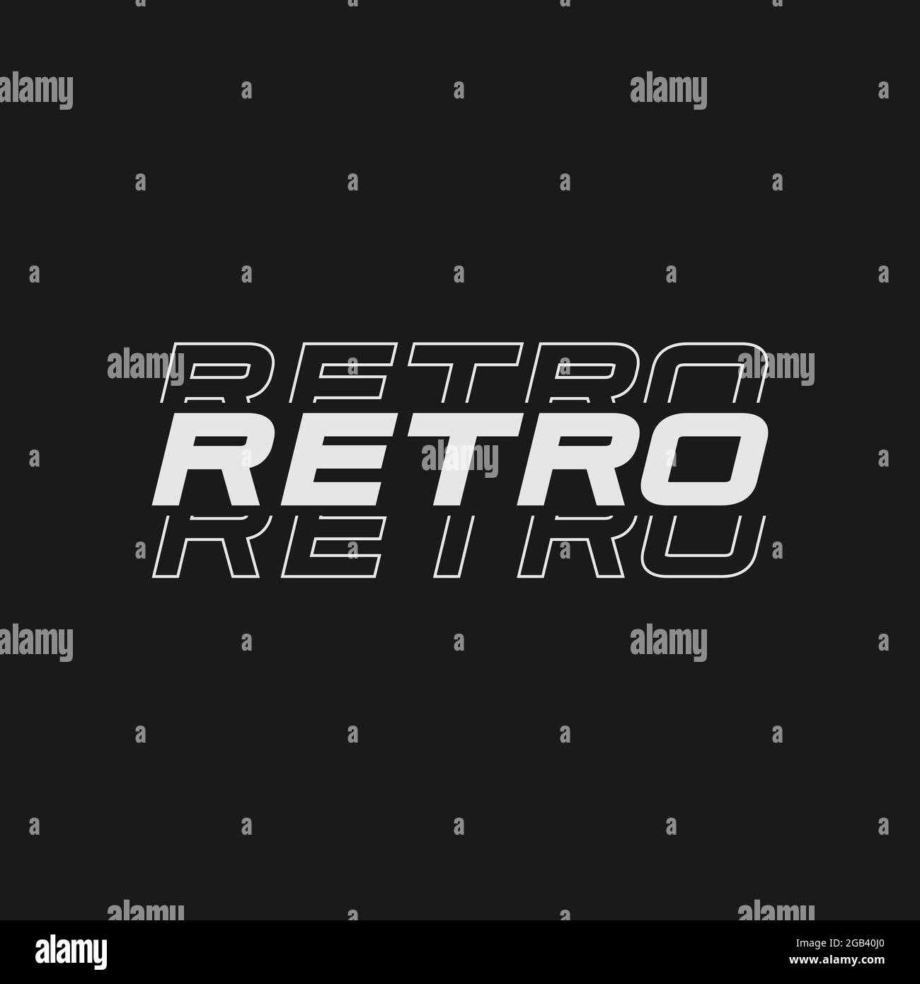 RETRÒ titolo RETRÒ retrofuturistico. Elemento di design Cyber retro. Parola RETRÒ in stile cyberpunk anni '80. Tipografia per poster, copertina, merch in stile retrovave Illustrazione Vettoriale