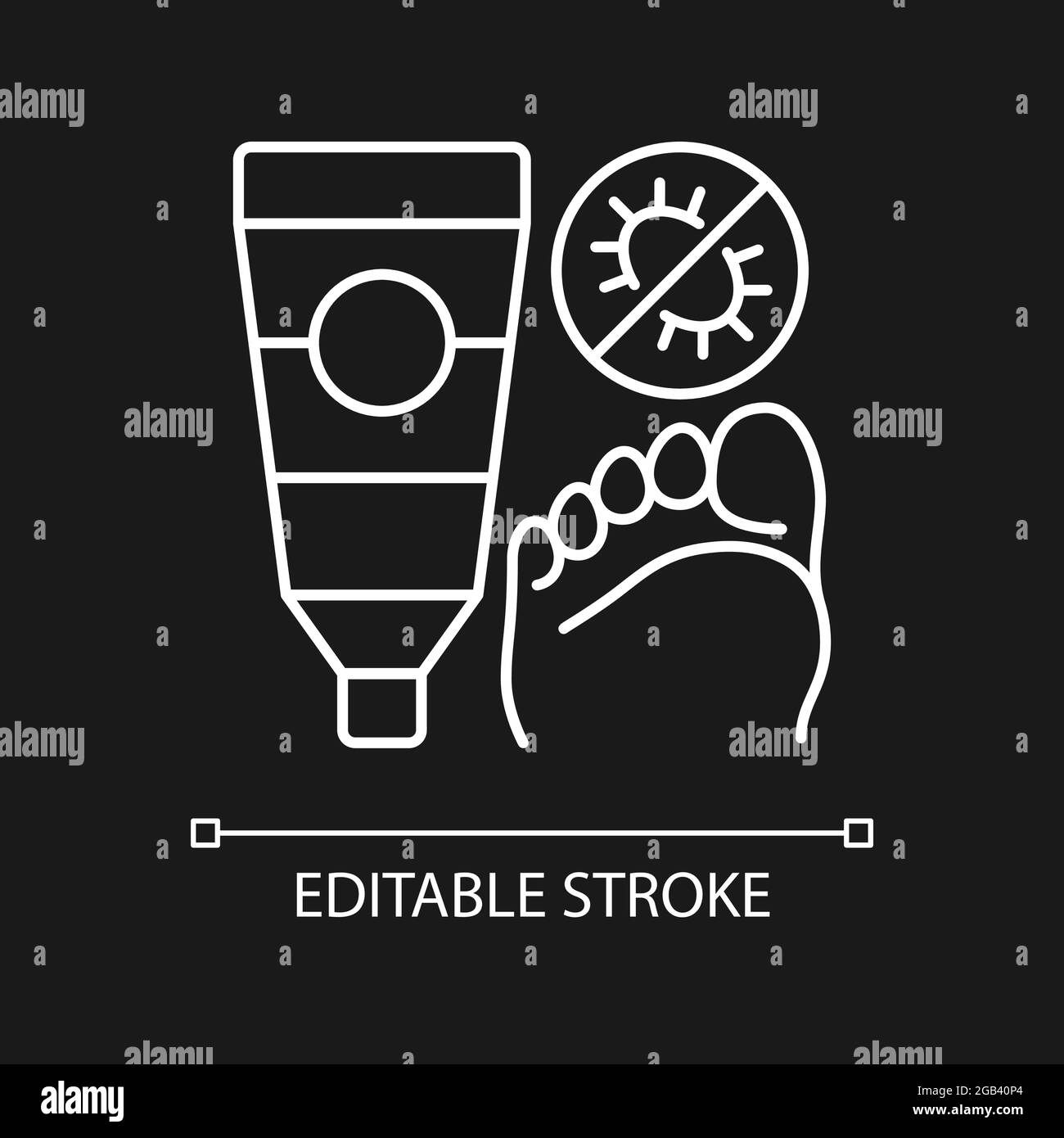 Icona lineare bianca crema antifungina per tema scuro Illustrazione Vettoriale