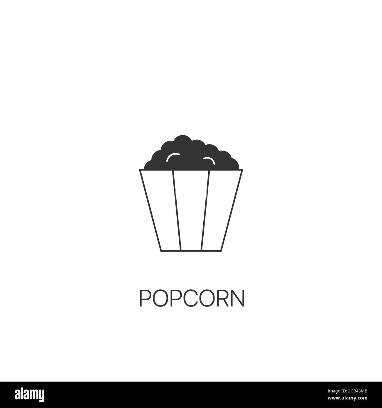 Popcorn semplice icona cinema concetto di cibo da asporto Illustrazione Vettoriale