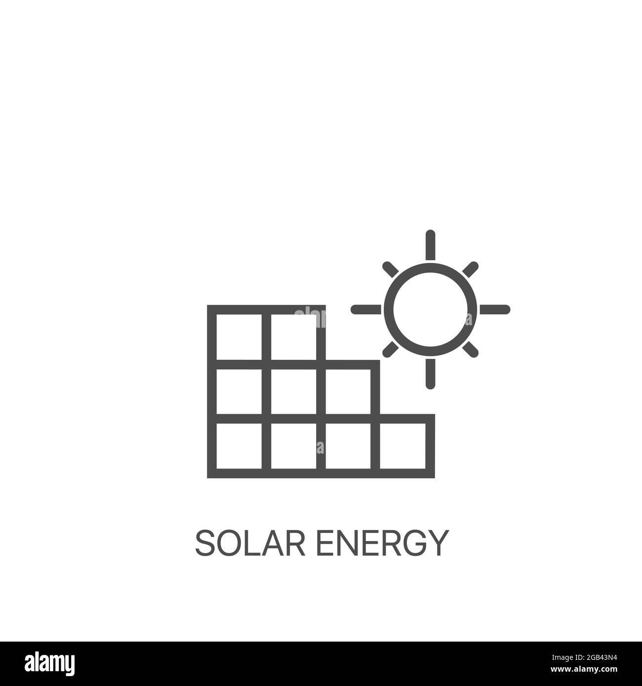 Icona vettore semplice energia solare. Concetto di stazione di pannelli solari Illustrazione Vettoriale