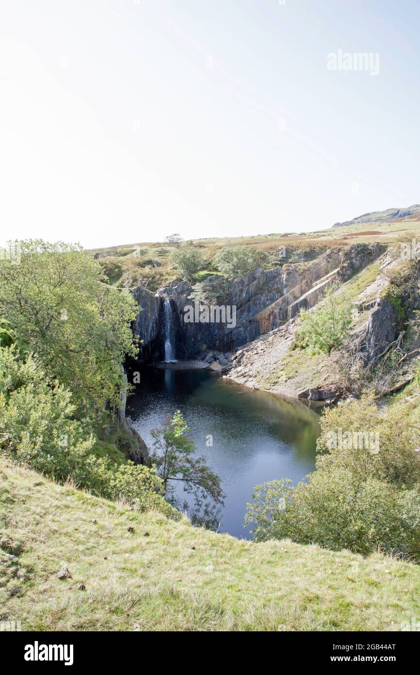 Cava allagata da Torver Beck vicino a Torver High Common il Lake District Cumbria Inghilterra Foto Stock