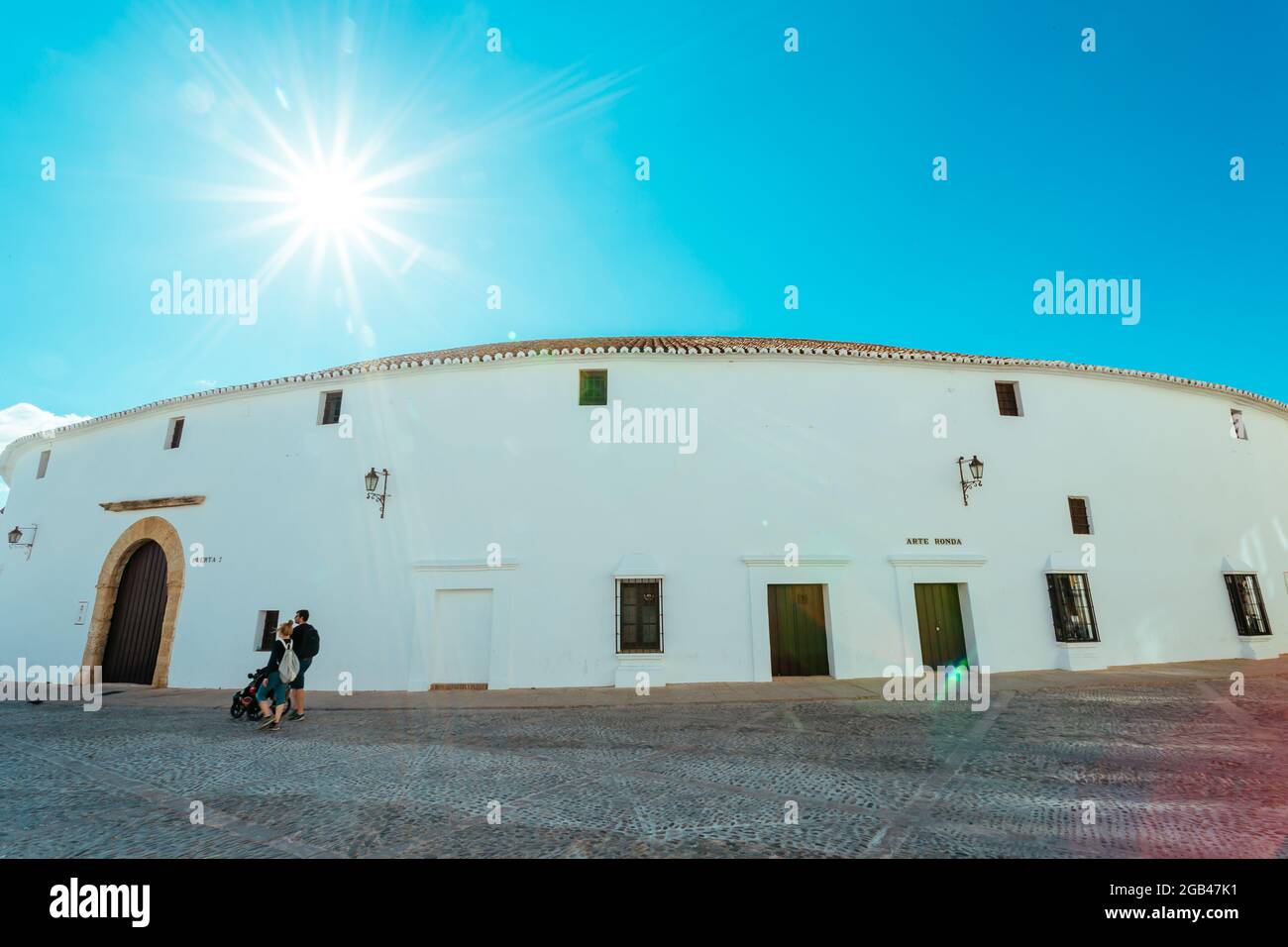 La più antica arena della Spagna costruita nel 1785, Ronda, provincia di Malaga, Andalusia, Spagna. Foto Stock