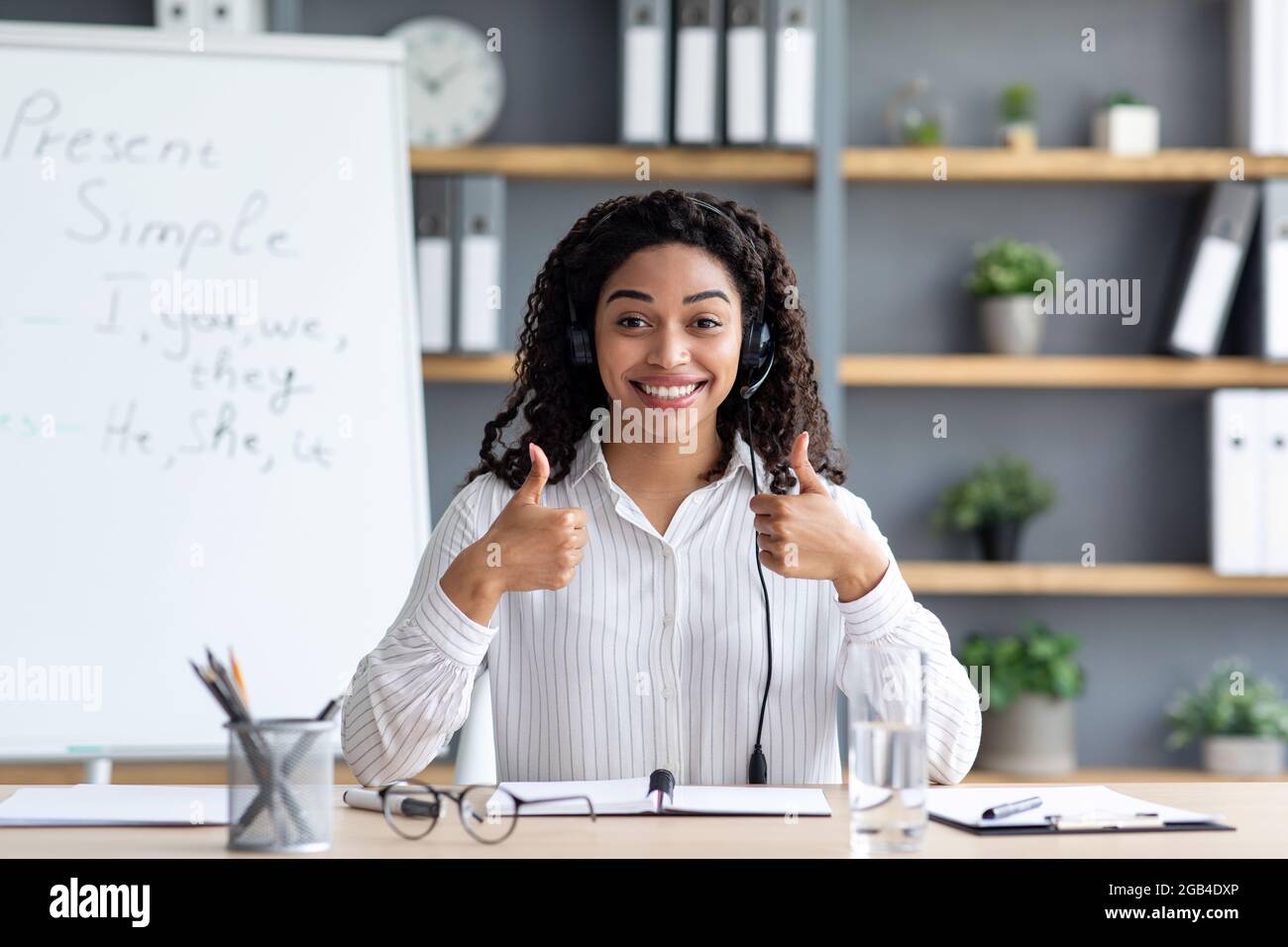 Ottimo risultato di studio, emozioni positive e formazione a distanza Foto Stock