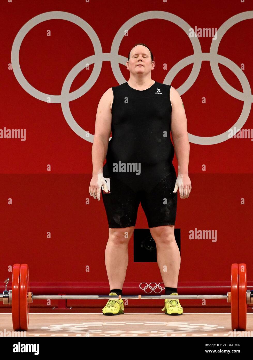 Tokio, Giappone. 02 agosto 2021. Sollevamento pesi: Olympic femminile 87 kg, Laurel Hubbard della Nuova Zelanda. Credit: Swen Pförtner/dpa/Alamy Live News Foto Stock