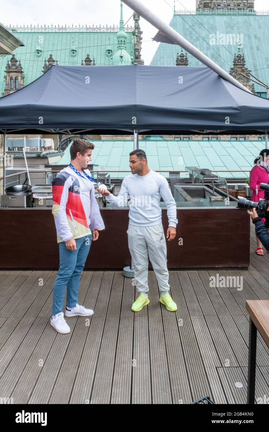 Torben Johannesen, Team Deutschland-Achter Rudern, Silbermedaille, Schwergewichtsboxer Ammar Riad Abduljabbar, SV Polizei, bester deutscher Boxer bei Foto Stock