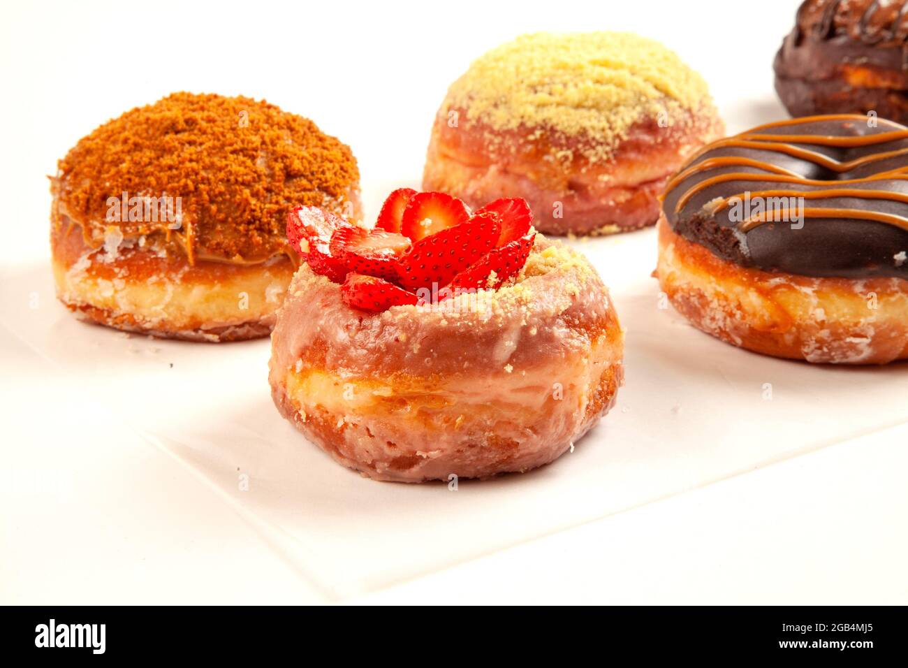 Set di speciali dessert fatti a mano brioche ciambelle Foto Stock