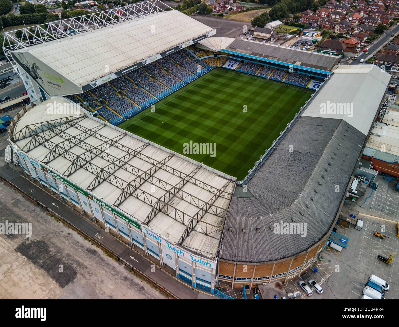 Elland Road Leeds United Marching on Together Aerial Photo Drone from the Air Leeds West Yorkshire Foto Stock