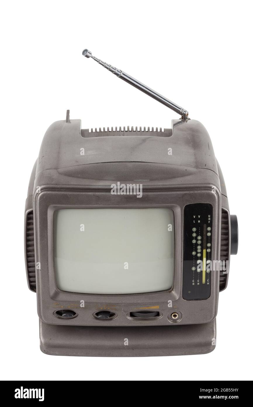 vecchio televisore crt analogico da 5.5 pollici isolato su sfondo bianco  Foto stock - Alamy