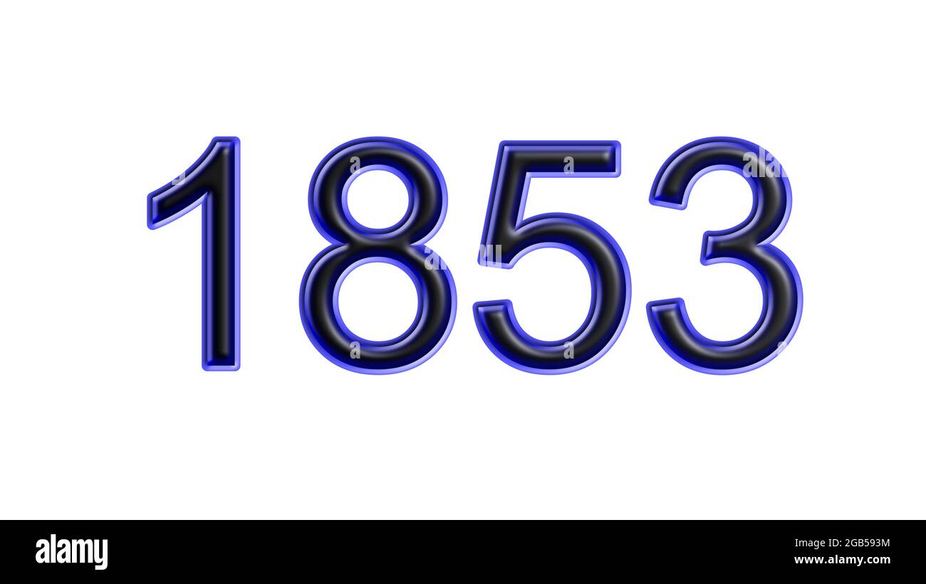 blu 1853 numero 3d effetto sfondo bianco Foto Stock