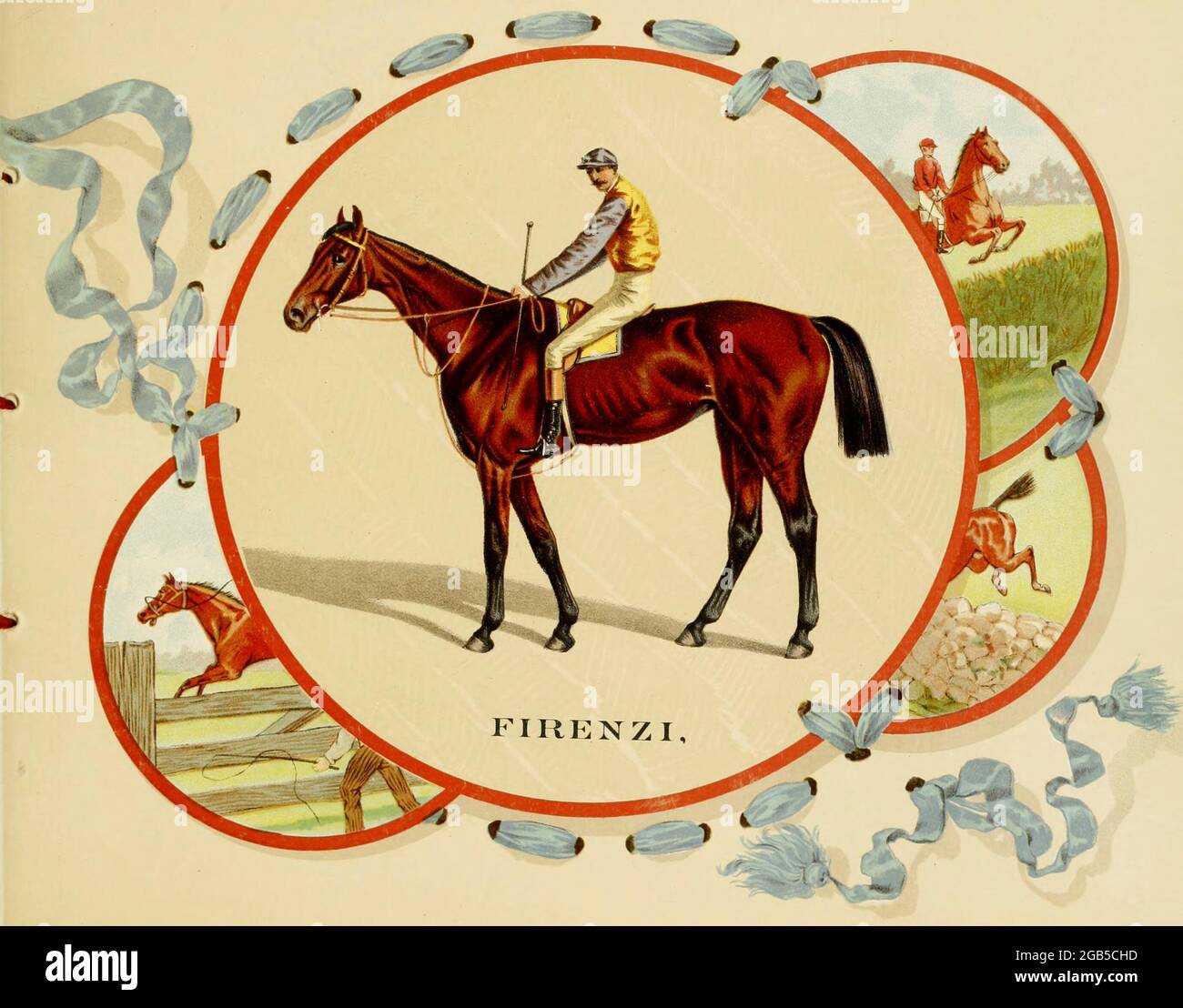 Firenze (1884–1902), anche registrato come Firenzi, è stato un . Durante la sua carriera di corse di sei anni, ha vinto 47 su 82 comincia e si è ritirata come il secondo-più alto soldi-guadagnando filly nella storia americana. È stata nominata retroattivamente la campionessa americana di tre anni Filly del 1887 e la campionessa americana di Cavallo femminile per tre anni consecutivi. Ha ripetutamente sconfitto i primi colt del giorno. Dal ' Album dei famosi cavalli da corsa americani e inglesi ' di Kinney Bros pubblicato in New Your nel 1888 da Kinney Brothers per far avanzare le vendite del loro sigaro Foto Stock