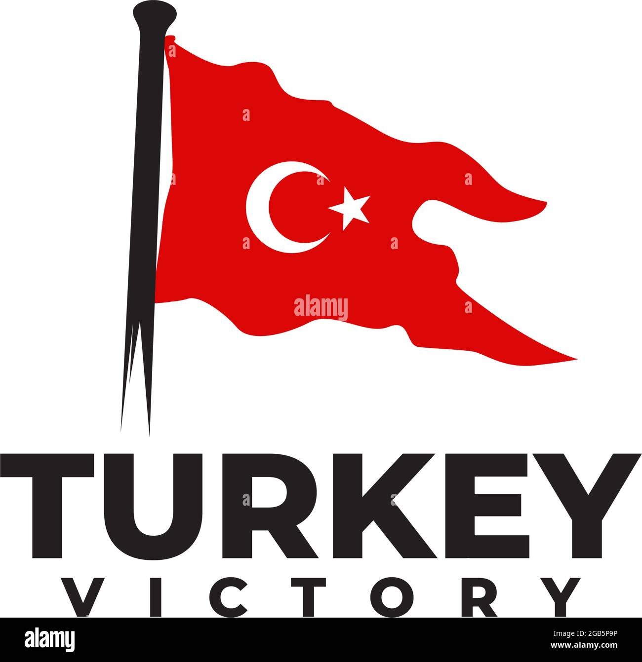 Bandiera di vittoria del modello di disegno vettoriale del logo della turchia Illustrazione Vettoriale
