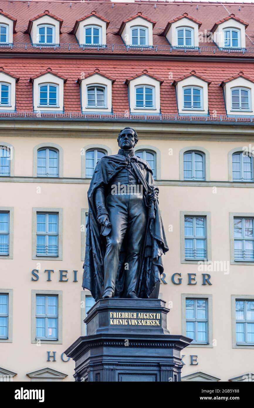 Monumento di Re Friedrich II agosto a Dresda, Germania Foto Stock