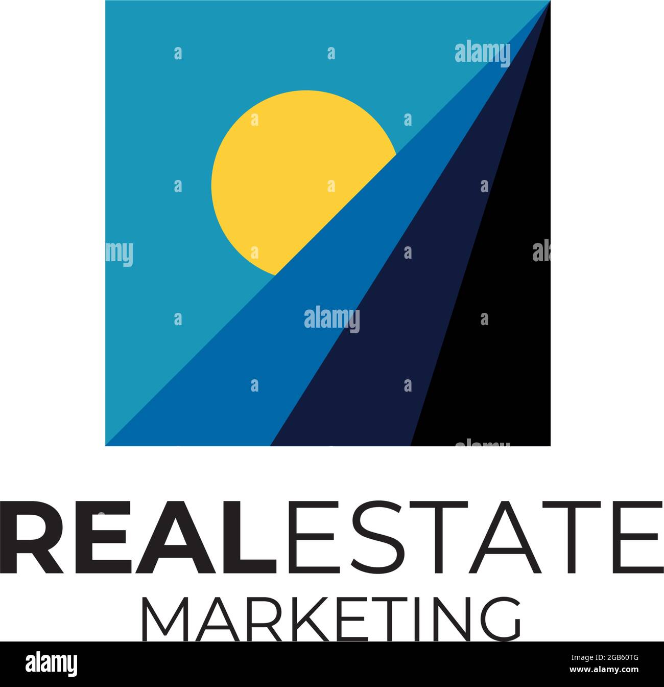 Modello vettoriale di disegno del logo di marketing immobiliare Illustrazione Vettoriale