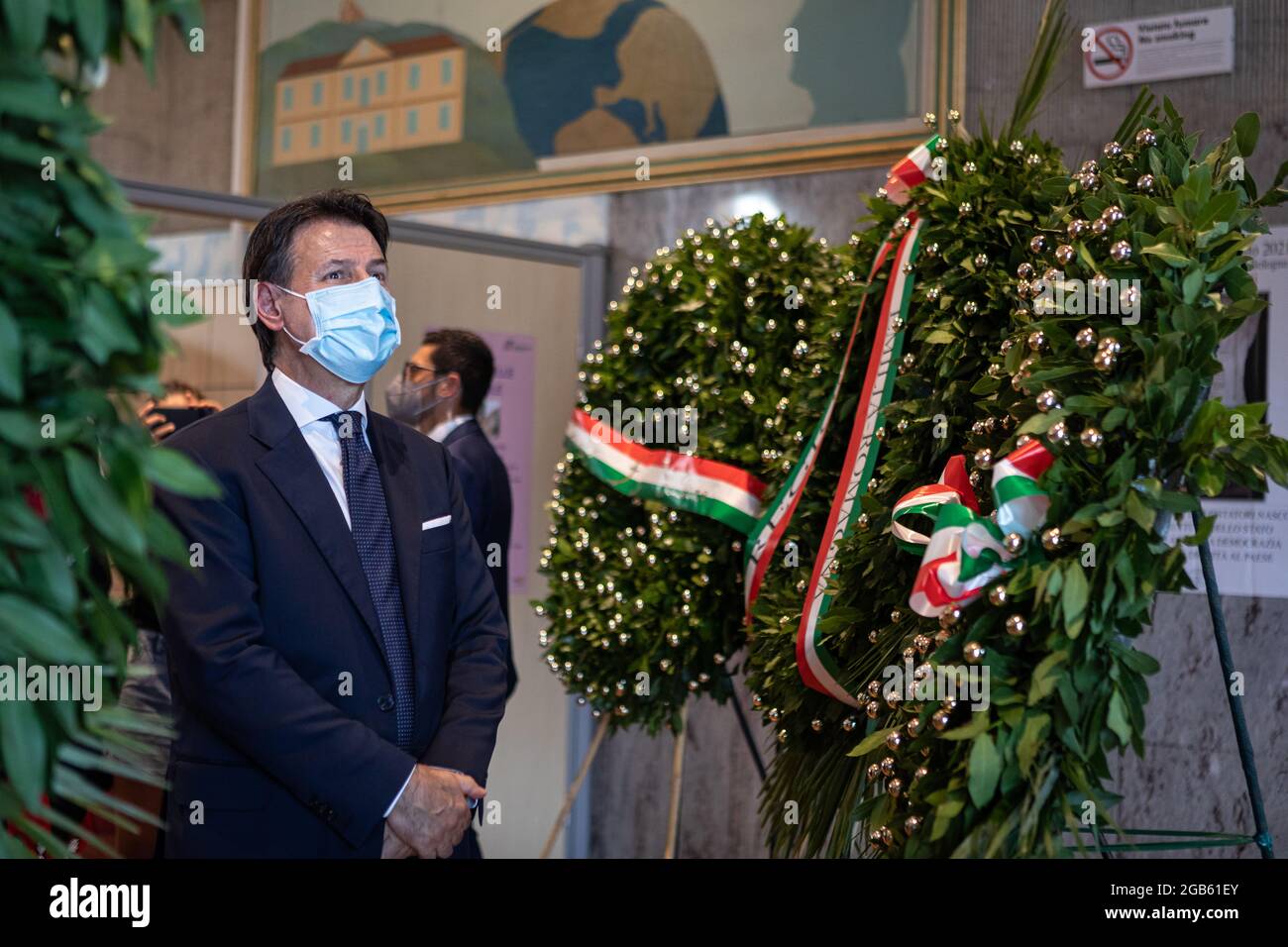 Bologna, ITALIA. 2 agosto 2021. 41° anniversario della cerimonia di commemorazione dei bombardamenti della stazione ferroviaria del 2 agosto 1980. Credit: Massimiliano Donati/Alamy Live News Foto Stock