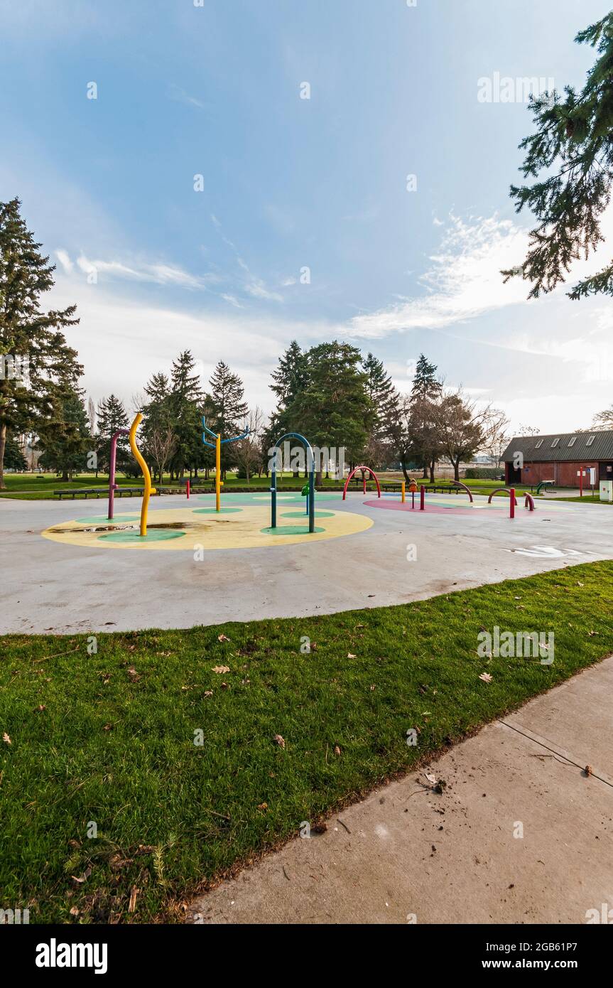 Auburn Rotary Water Playground a Les Gove Park in Auburn, Washington. Foto Stock
