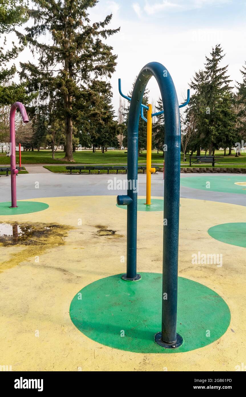 Auburn Rotary Water Playground a Les Gove Park in Auburn, Washington. Foto Stock