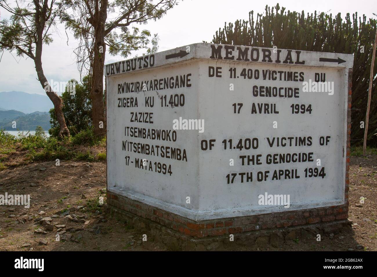 Kibuye, Ruanda - 2008 agosto - Chiesa cattolica di San Giovanni. Questo memoriale, per i 11,400 massacrati durante il genocidio 1994 Foto Stock