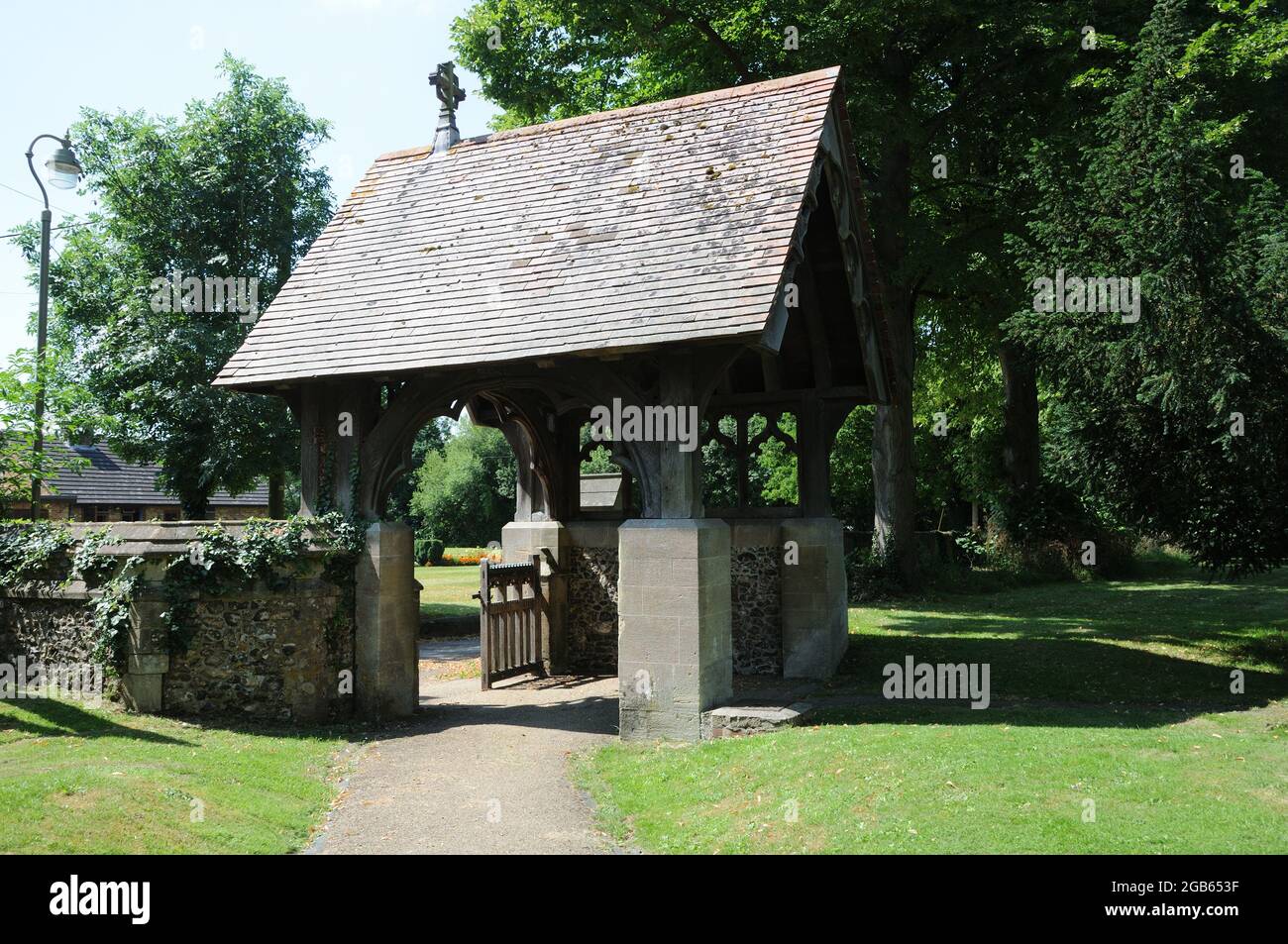 Lych gate a St Leonard Church, Watlington, Oxfordshire Foto Stock