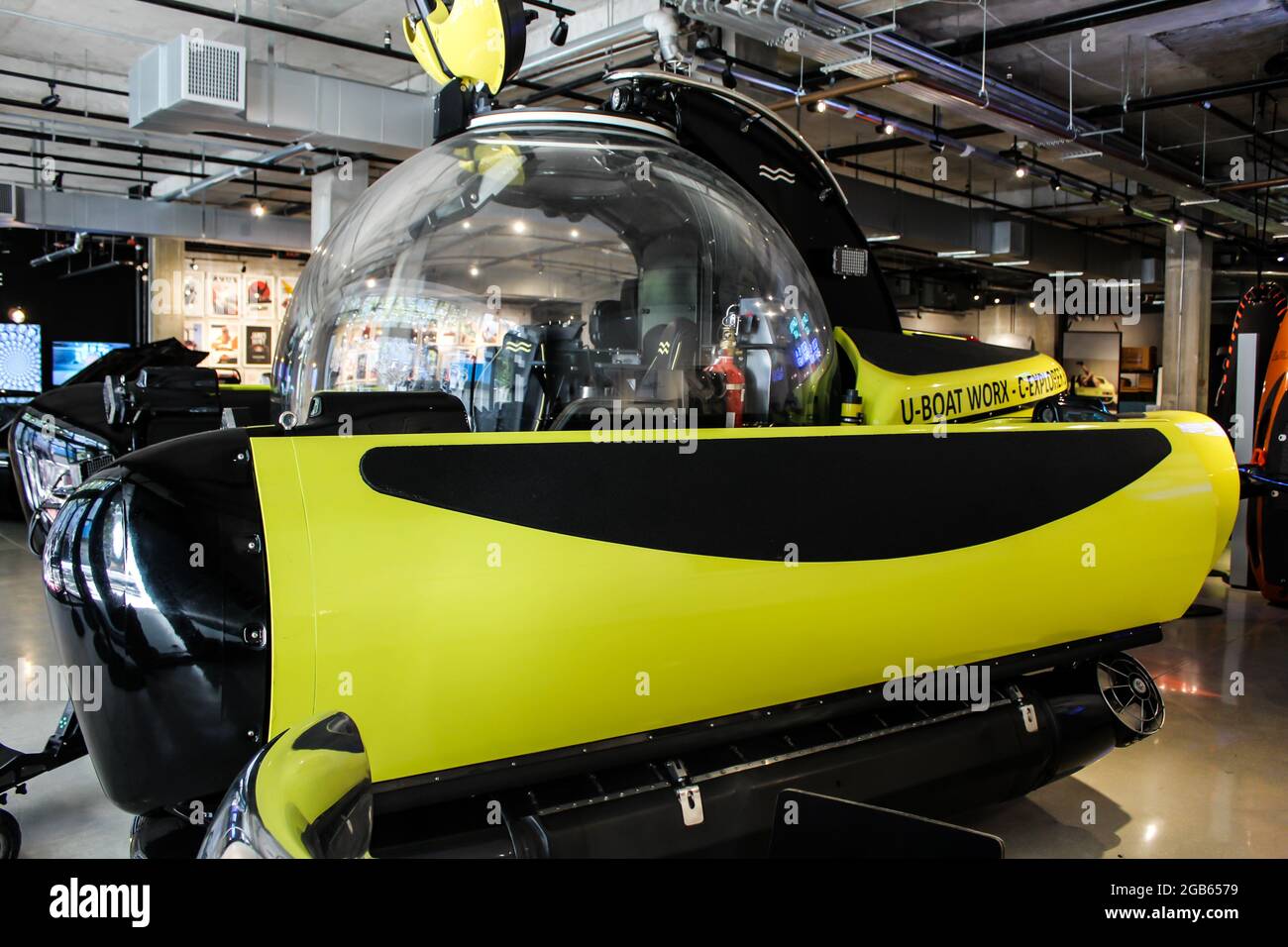 Il sottomarino sommergibile U-Boat Worx C-Explorer 3 esposto all'Arsenale nel Miami Design District Foto Stock