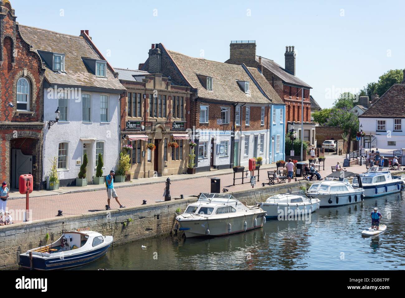 Il Quay e del Fiume Great Ouse, St Ives, Cambridgeshire, England, Regno Unito Foto Stock
