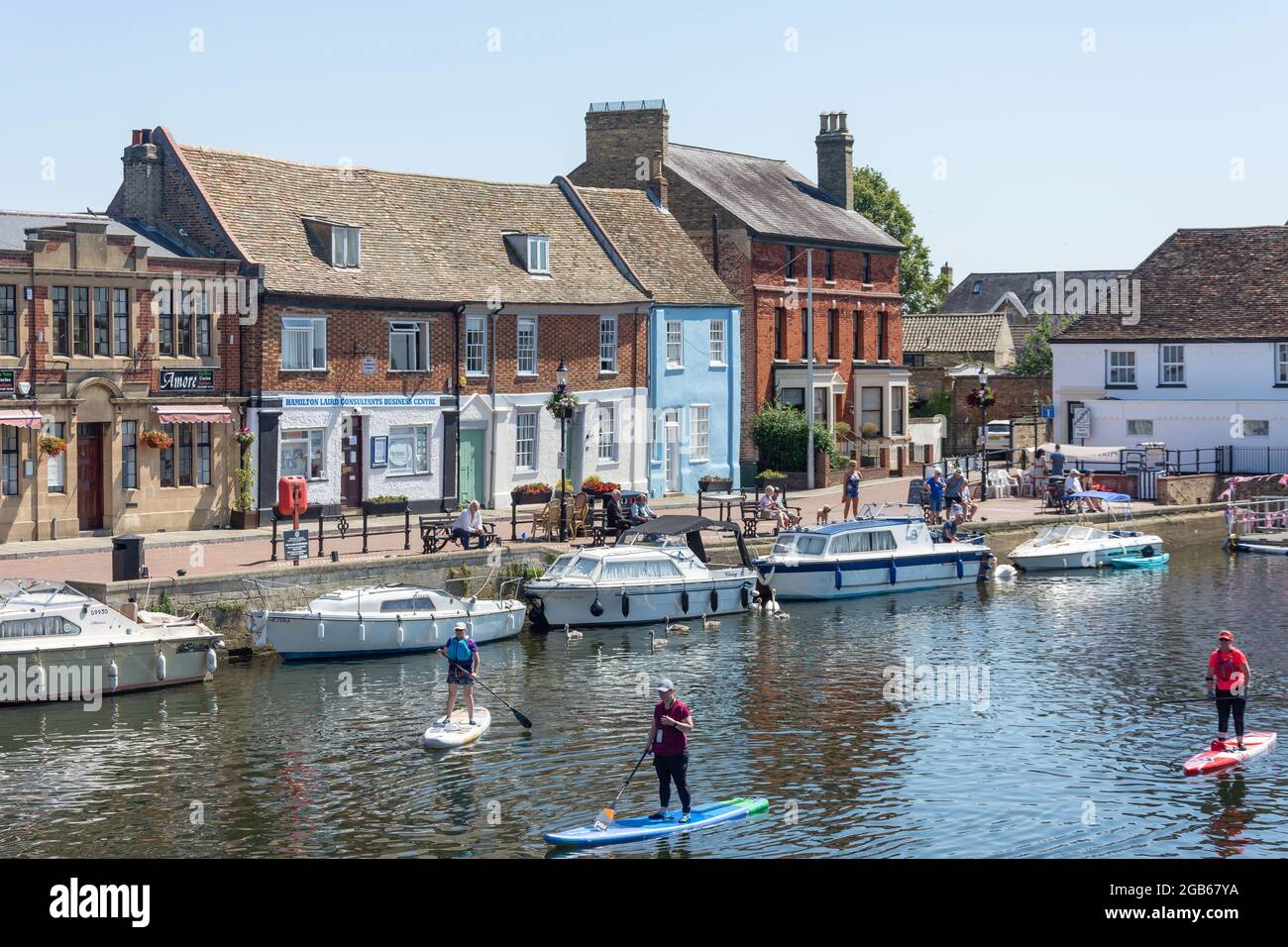 Il Quay e del Fiume Great Ouse, St Ives, Cambridgeshire, England, Regno Unito Foto Stock