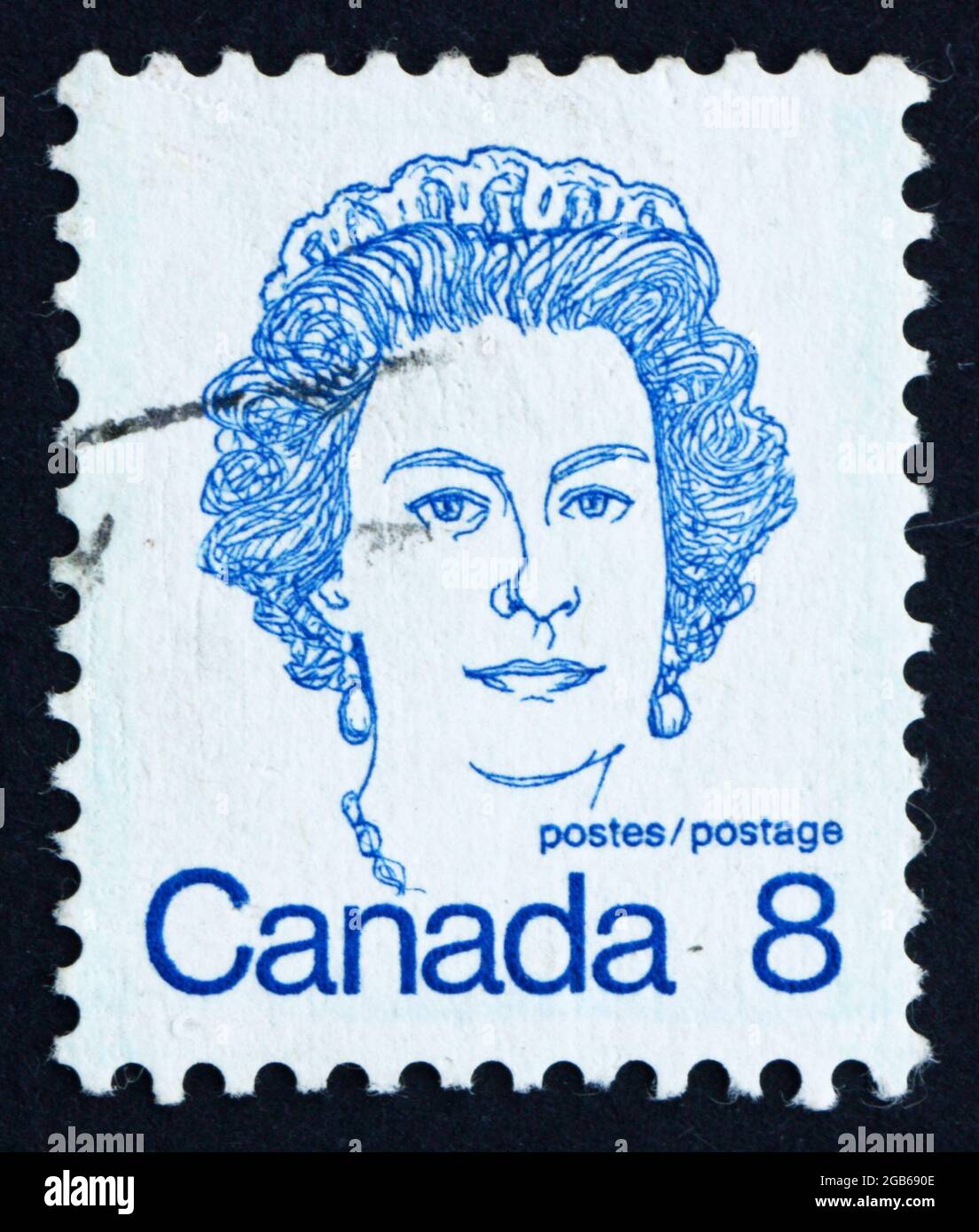 CANADA - CIRCA 1973: Un francobollo stampato in Canada mostra la regina Elisabetta II, circa 1973 Foto Stock